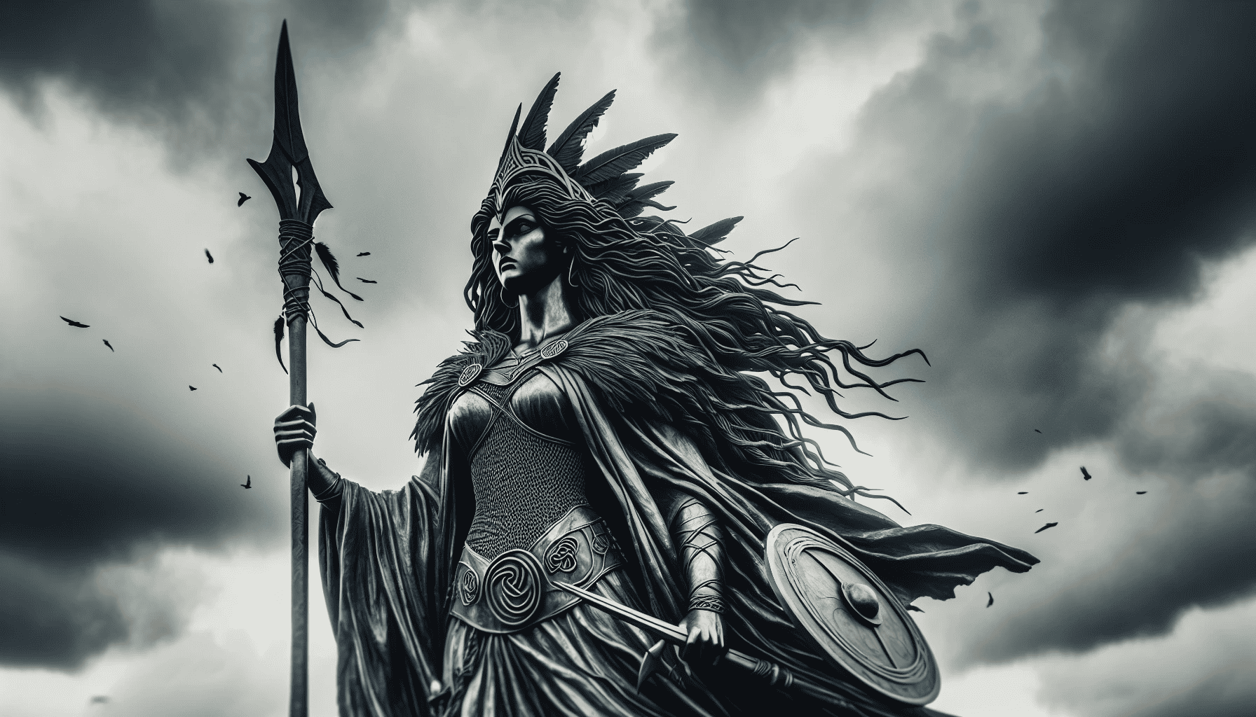 Illustration of the Morrigan, a powerful war and sovereignty goddess in Celtic mythology