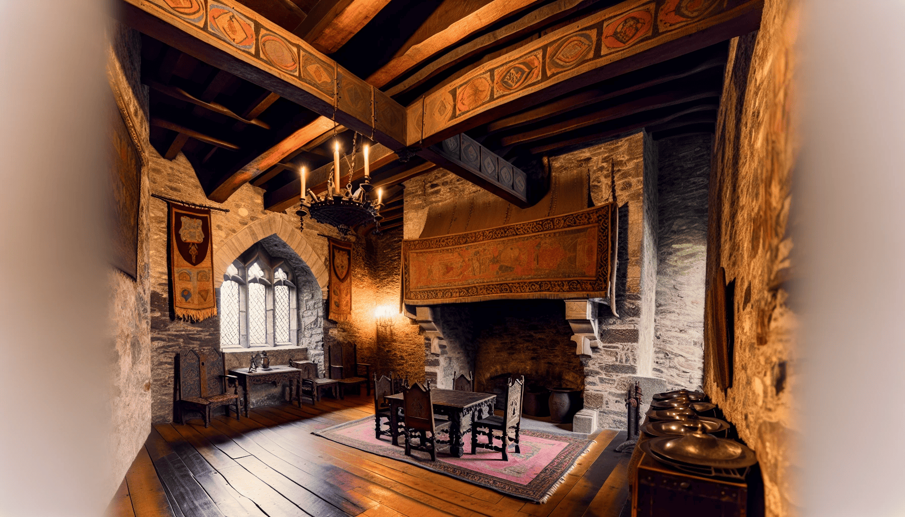 Restored medieval interiors of Bunratty Castle tower house